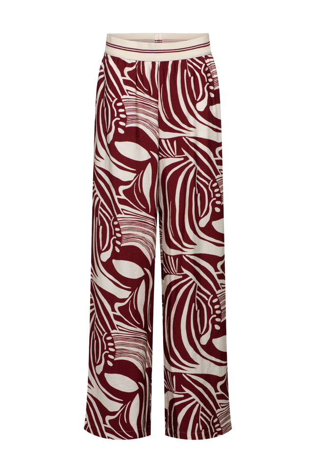 &Co woman Broek Nessy Weave Claret Multi PA449 Stretchshop.nl