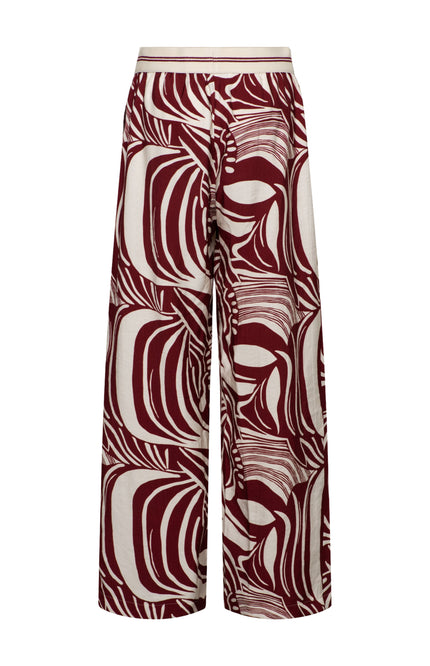 &Co woman Broek Nessy Weave Claret Multi PA449 Stretchshop.nl
