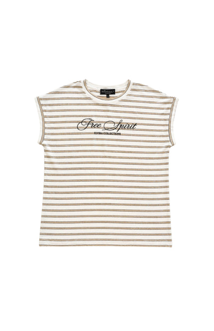 Elvira Casuals Top Luna Striped Creme Stretchshop.nl