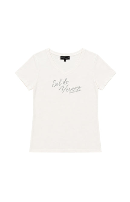 Elvira Casuals T-shirt Sol Offwhite Silver Stretchshop.nl