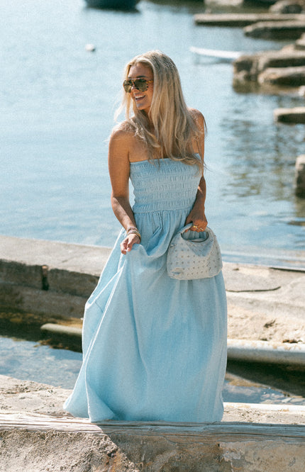 Bolina Island Jurk Strapless Light Blue Stretchshop.nl