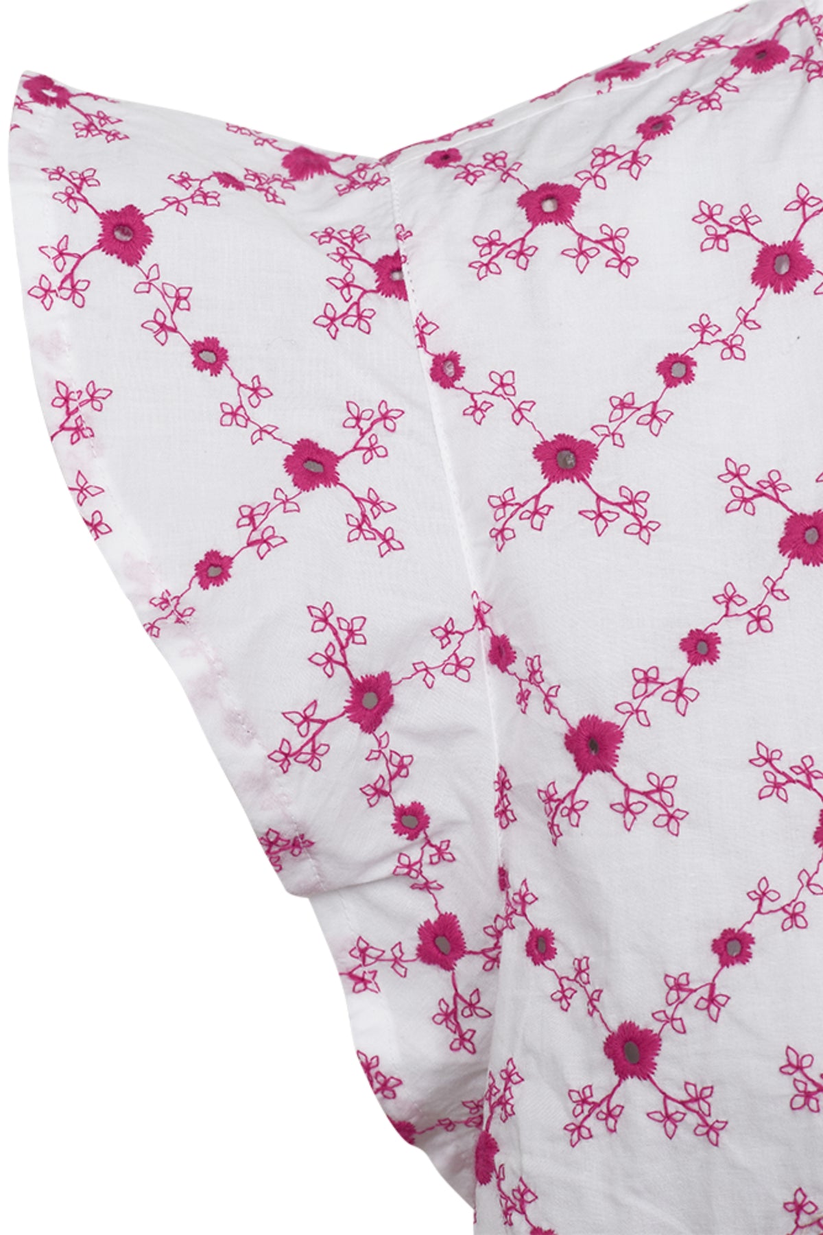 Vrijetijdsblouse Freequent Fqalisa in helder wit, fuchsia en paars met kleurrijke details en losse pasvorm.