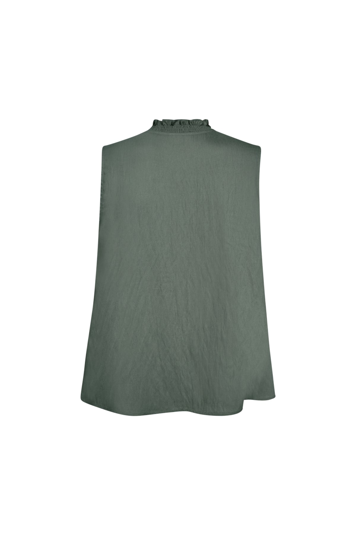 Donkere bosgroene blouse van Freequent, Fqesally, met veelzijdige pasvorm en stijlvolle details, gedragen door een model.
