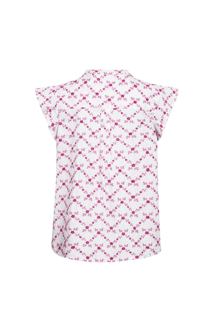 Freequent Blouse Fqalisa Brilliant White Fuchsia Purple 208319 Stretchshop.nl