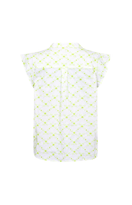 Freequent Blouse Fqalisa Brilliant White Sharp Green 208319 Stretchshop.nl