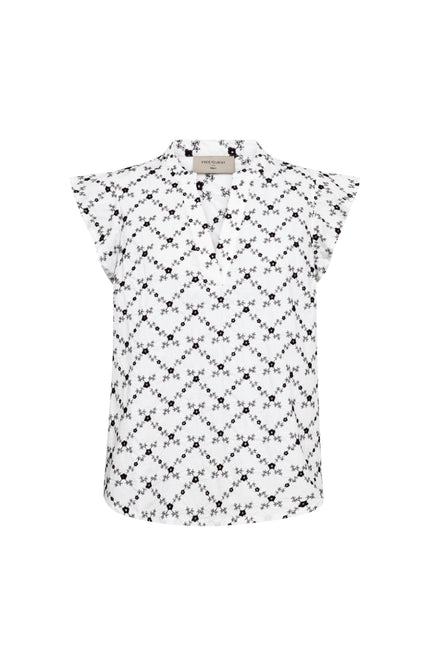 Freequent Blouse Fqalisa Brilliant White Coffee Bean 208319 Stretchshop.nl