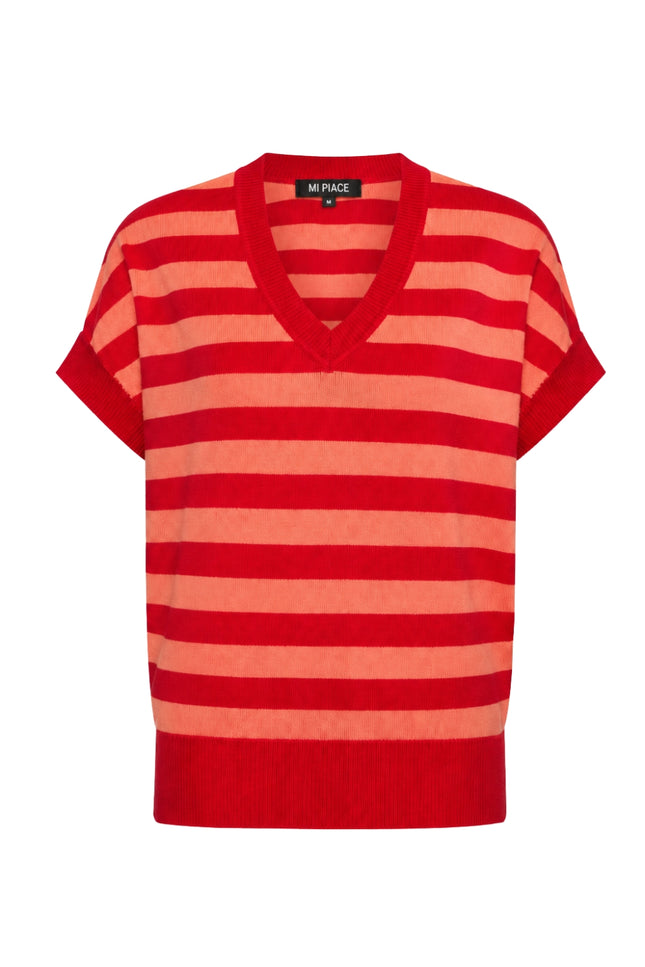 Travel Top Stripe Coral Red 202847