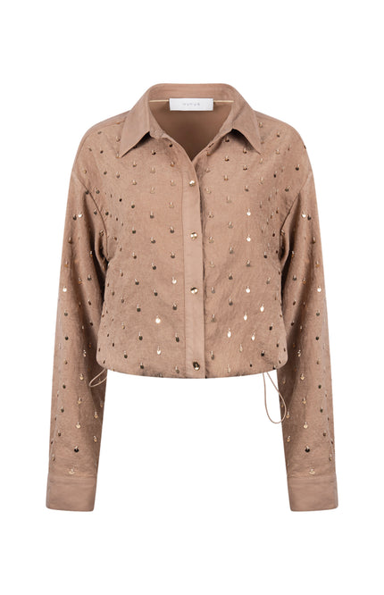 Blouse Ally Paillet Beads Toffee NKF02129