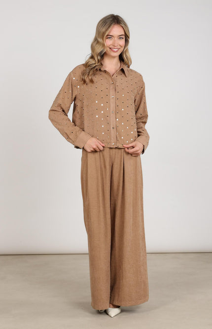 Blouse Ally Paillet Beads Toffee NKF02129