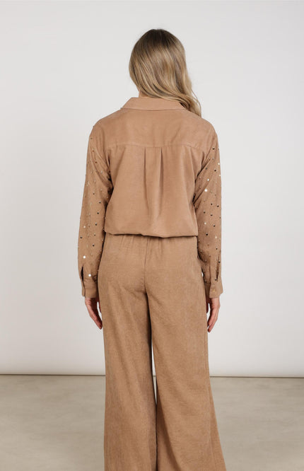 Blouse Ally Paillet Beads Toffee NKF02129