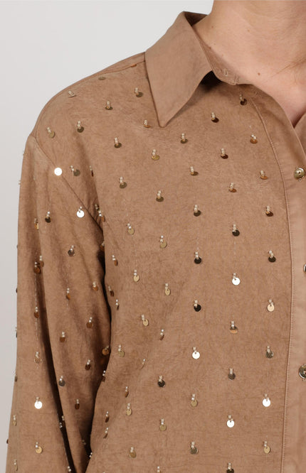 Blouse Ally Paillet Beads Toffee NKF02129