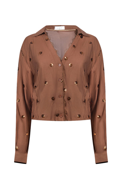 Blouse Anika Paillet Espresso NKF02160