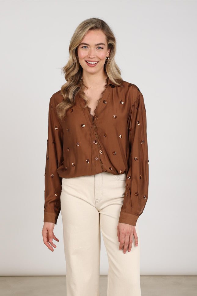 Blouse Anika Paillet Espresso NKF02160