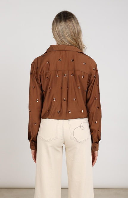 Blouse Anika Paillet Espresso NKF02160