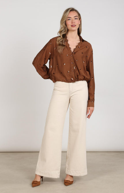 Blouse Anika Paillet Espresso NKF02160