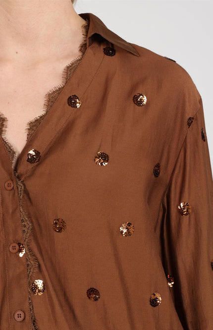 Blouse Anika Paillet Espresso NKF02160