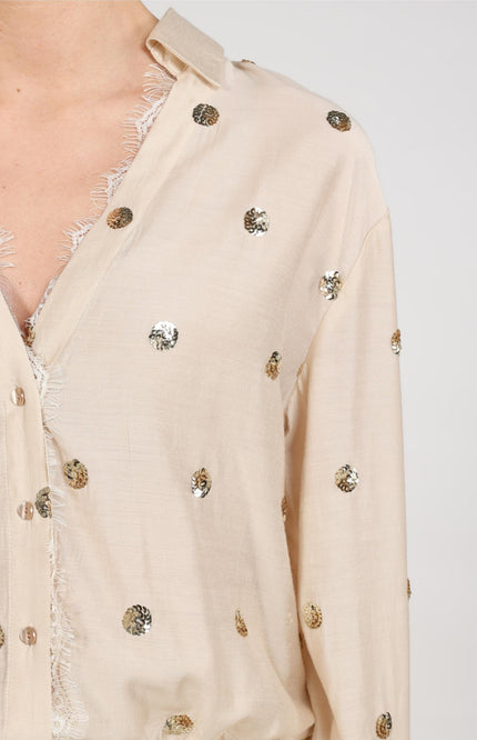 Blouse Anika Paillet Sand NKF02160