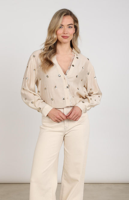 Blouse Anika Paillet Sand NKF02160
