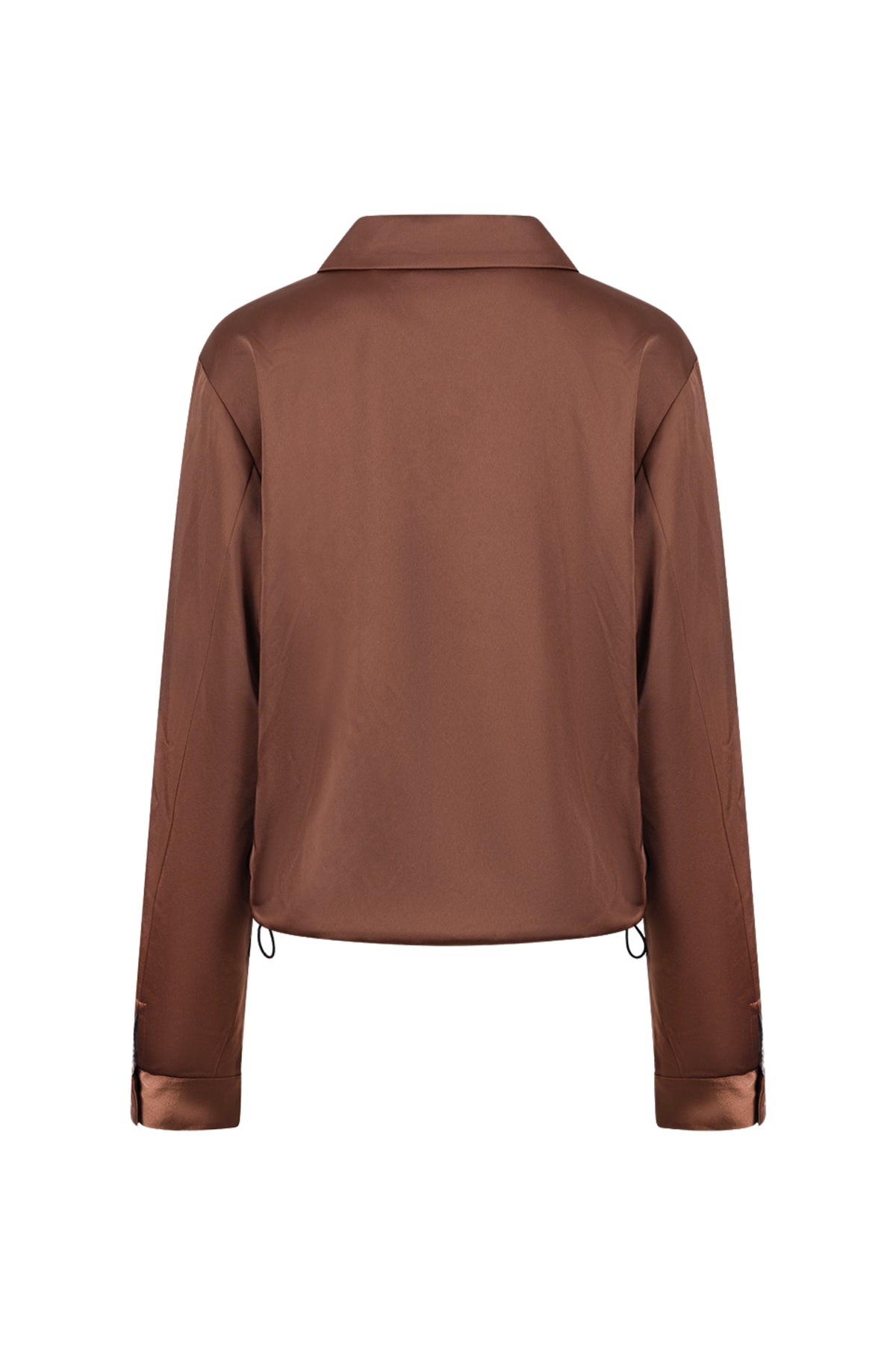 Nukus Doreen Espresso jas voor dames met warme, stijlvolle pasvorm en rits, zichtbaar op de afbeelding.