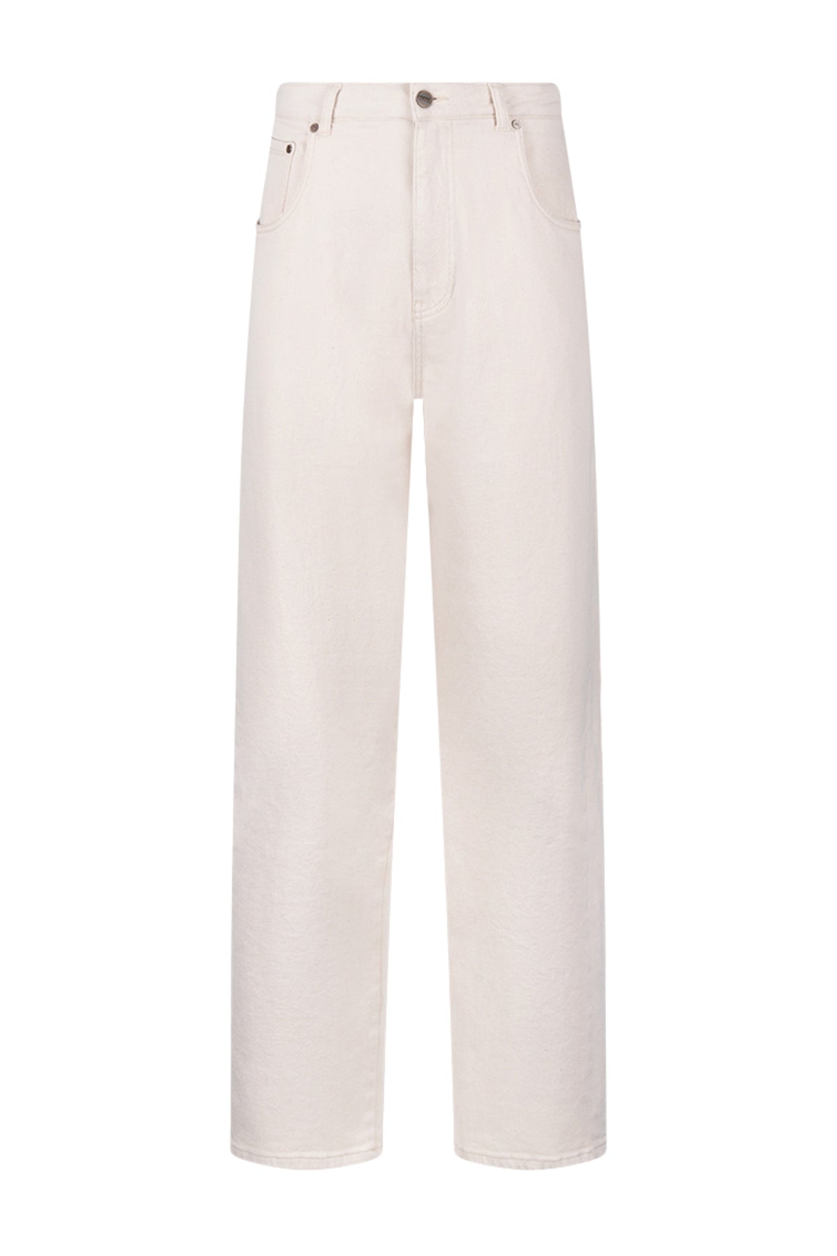 Nukus Petra offwhite broek, stijlvolle rechte pasvorm, zachte stof en elegante ontwerp, zichtbaar in de afbeelding.
