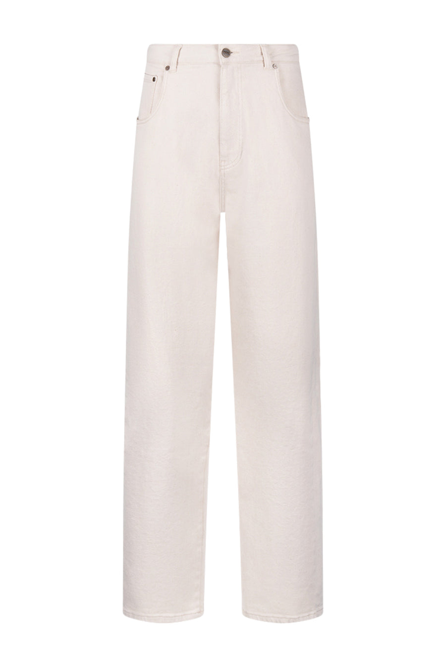 Nukus Petra offwhite broek, stijlvolle rechte pasvorm, zachte stof en elegante ontwerp, zichtbaar in de afbeelding.