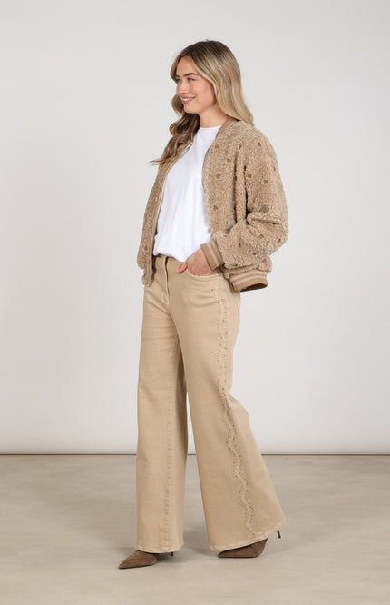 Broek Tessa Strass Sand NKF09114