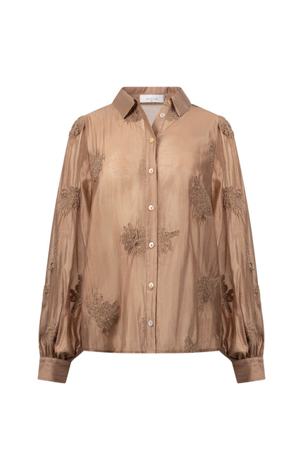 Blouse Milanova Embroidery Toffee NKF02142