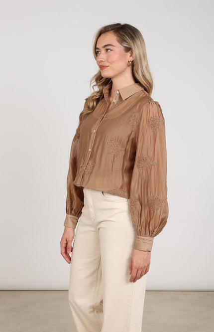 Blouse Milanova Embroidery Toffee NKF02142