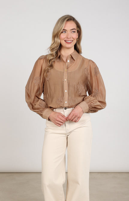 Blouse Milanova Embroidery Toffee NKF02142