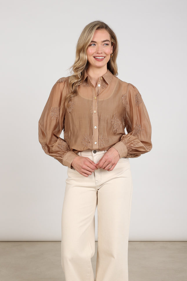 Blouse Milanova Embroidery Toffee NKF02142