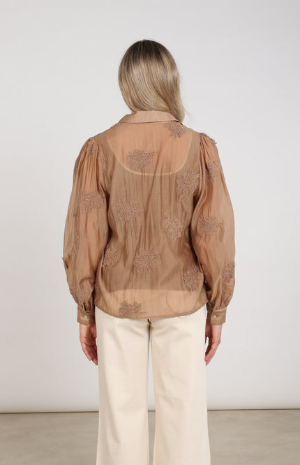 Blouse Milanova Embroidery Toffee NKF02142