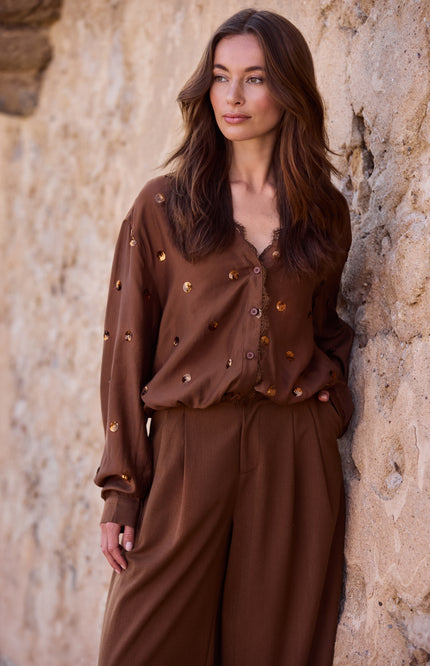 Blouse Anika Paillet Espresso NKF02160