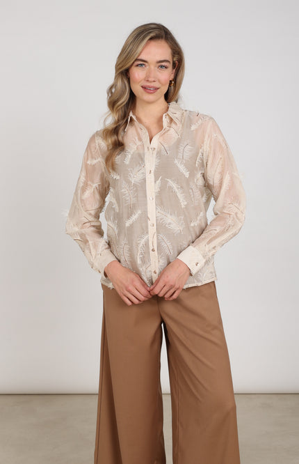 Blouse Aysha Feathers Sand NKF02179