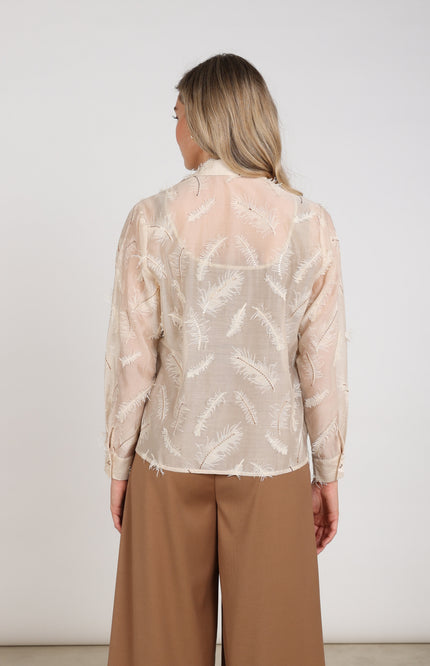 Blouse Aysha Feathers Sand NKF02179