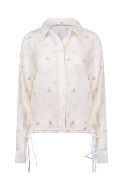 Blouse Ally Square Embroidery Offwhite NKF02182