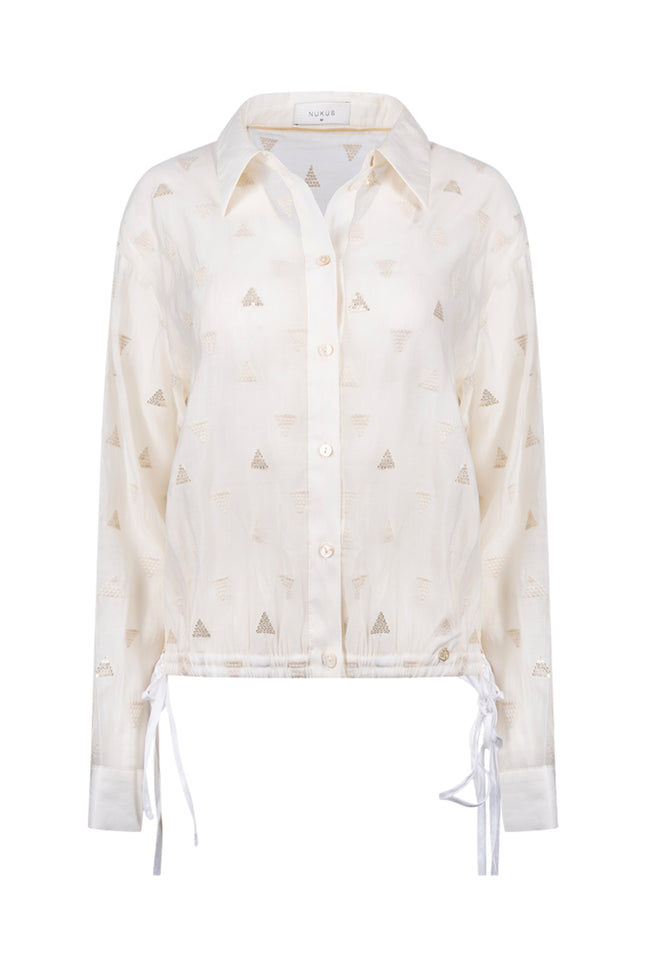 Blouse Ally Square Embroidery Offwhite NKF02182