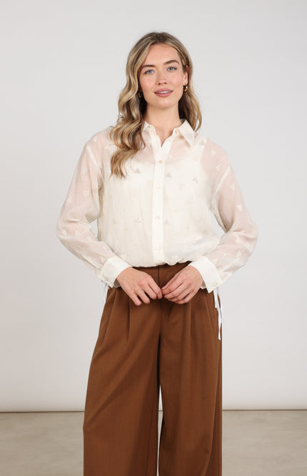 Blouse Ally Square Embroidery Offwhite NKF02182