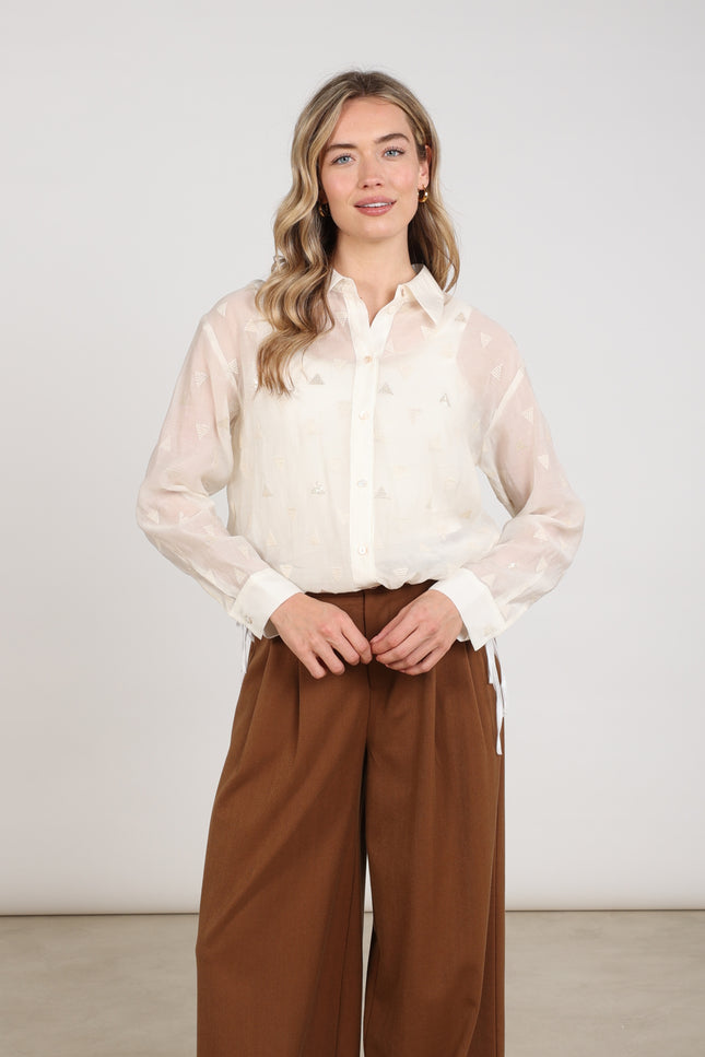 Blouse Ally Square Embroidery Offwhite NKF02182