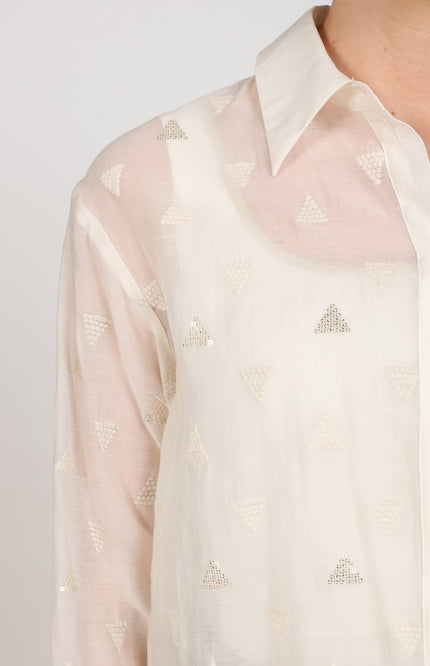 Blouse Ally Square Embroidery Offwhite NKF02182