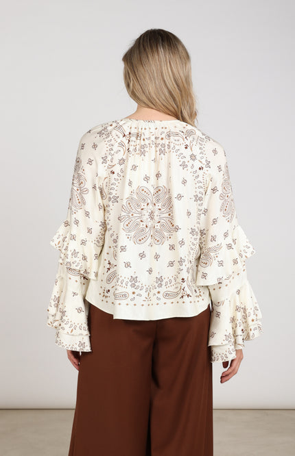 Blouse Asra Paisley Offwhite Toffee NKF02202