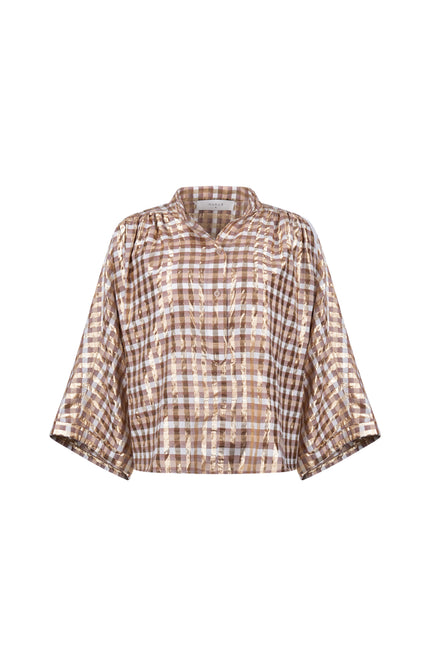Blouse Maya Check Offwhite Toffee NKF02215