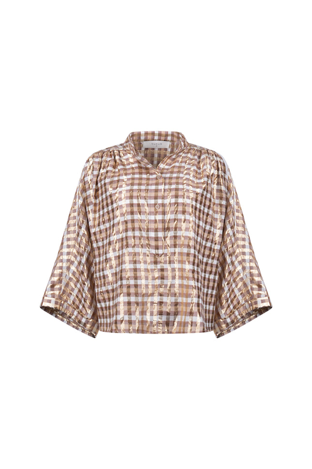 Blouse Maya Check Offwhite Toffee NKF02215