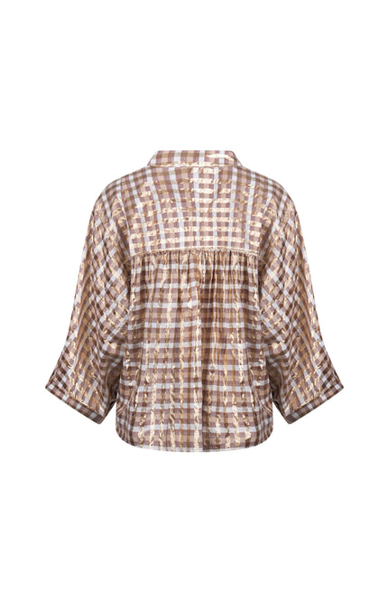 Blouse Maya Check Offwhite Toffee NKF02215