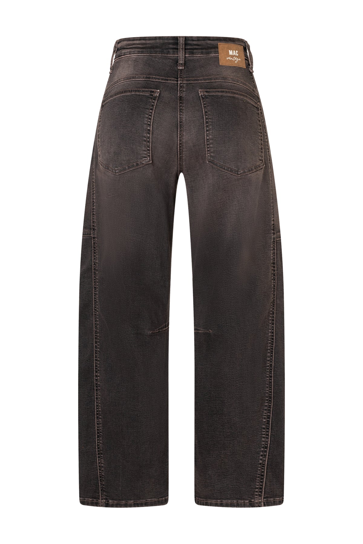 Dames jeans van MAC Jeans, Ohio Coffee Vintage Wash, met rechte snit en opvallende vintage afwerking, zichtbaar op de afbeelding.