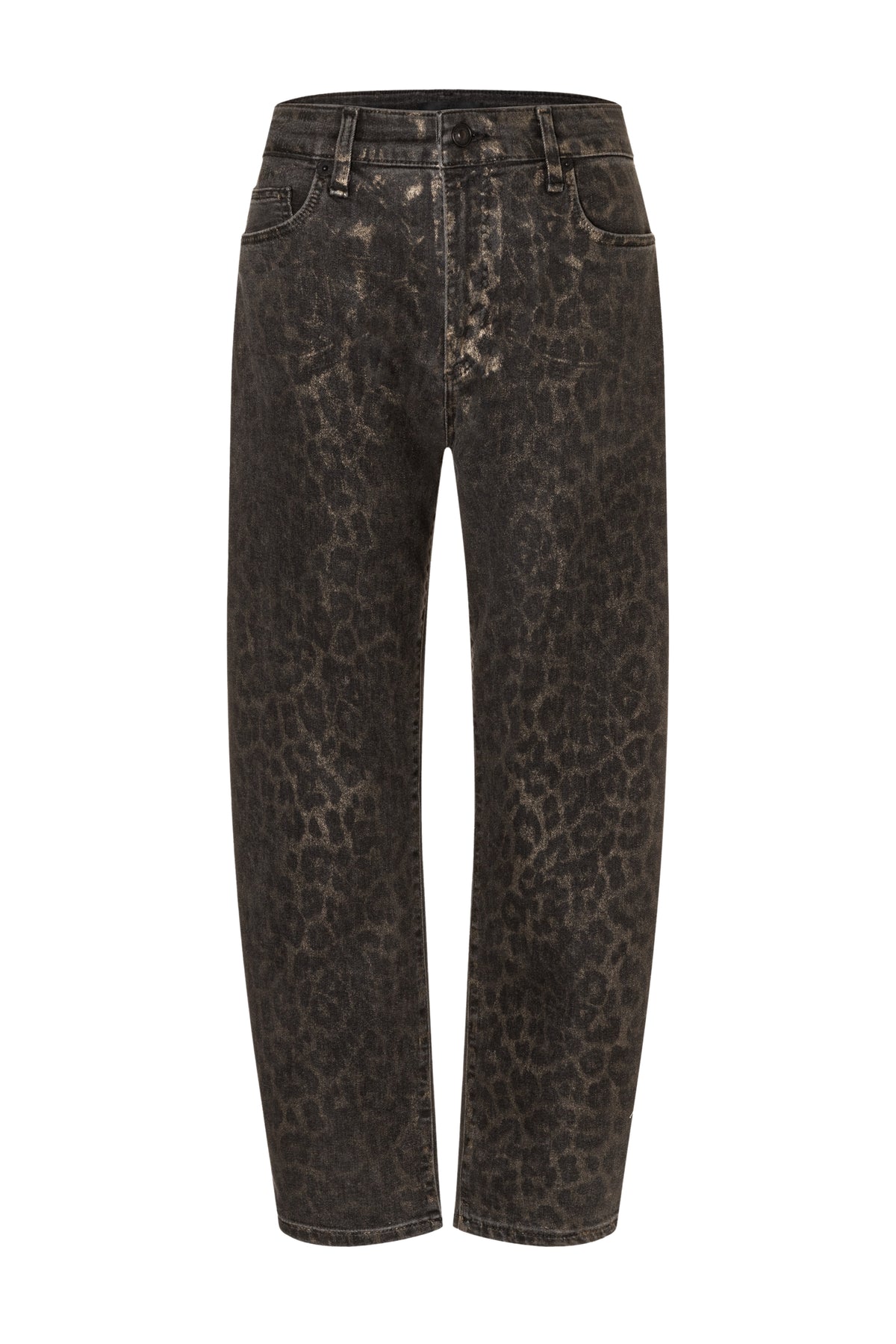 Bruine coated jeans Danni Leo van MAC Jeans, getoond op een model met casual outfit, detail van de stof en pasvorm zichtbaar