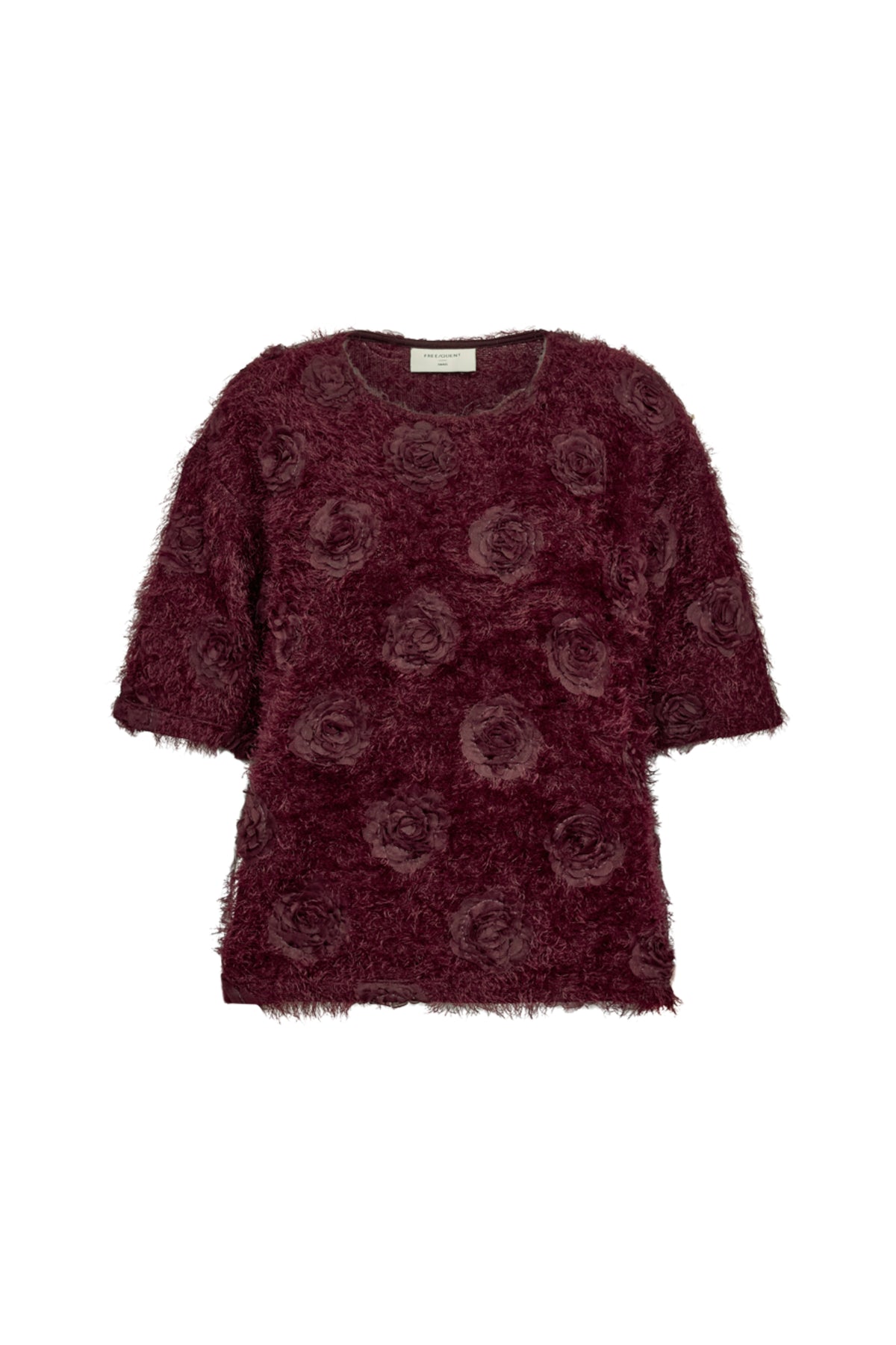 LARISSA top van Freequent, Port Royale 211503, met opvallende print en comfortabele pasvorm, gedragen door een model.