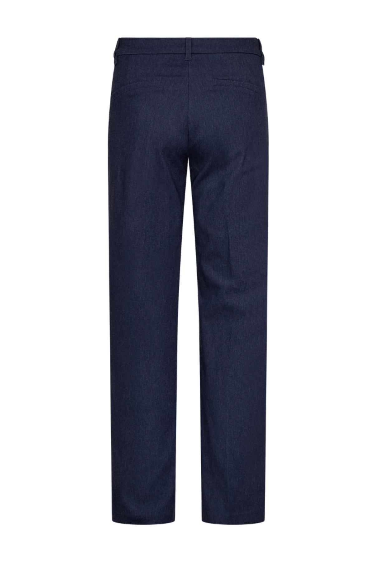 Navy blazer van Freequent met melange stof, gedragen door een model, zichtbaar met knoopsluiting en zakken.