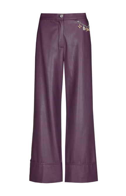Broek Vegan Leather Plum 4575-45