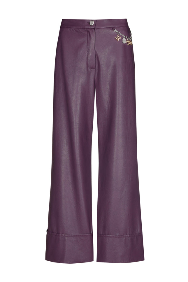 Broek Vegan Leather Plum 4575-45