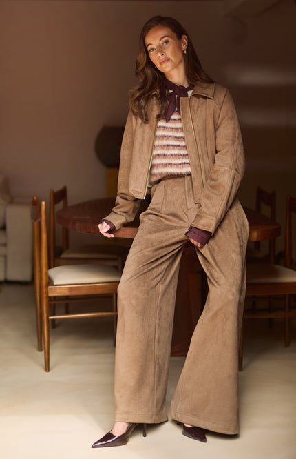 Broek Bodine Suede Taupe NKF09102